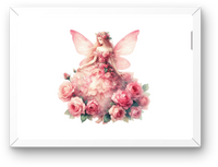Thumbnail for Pink Rose Fairy Wall Art | Romantic Watercolor Floral Fairy Print | Girls Room Fantasy Gift