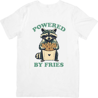 Thumbnail for Powered By Fries Raccoon T-Shirt | Funny Vintage Foodie Animal Graphic Tee | French Fry Lover Gift