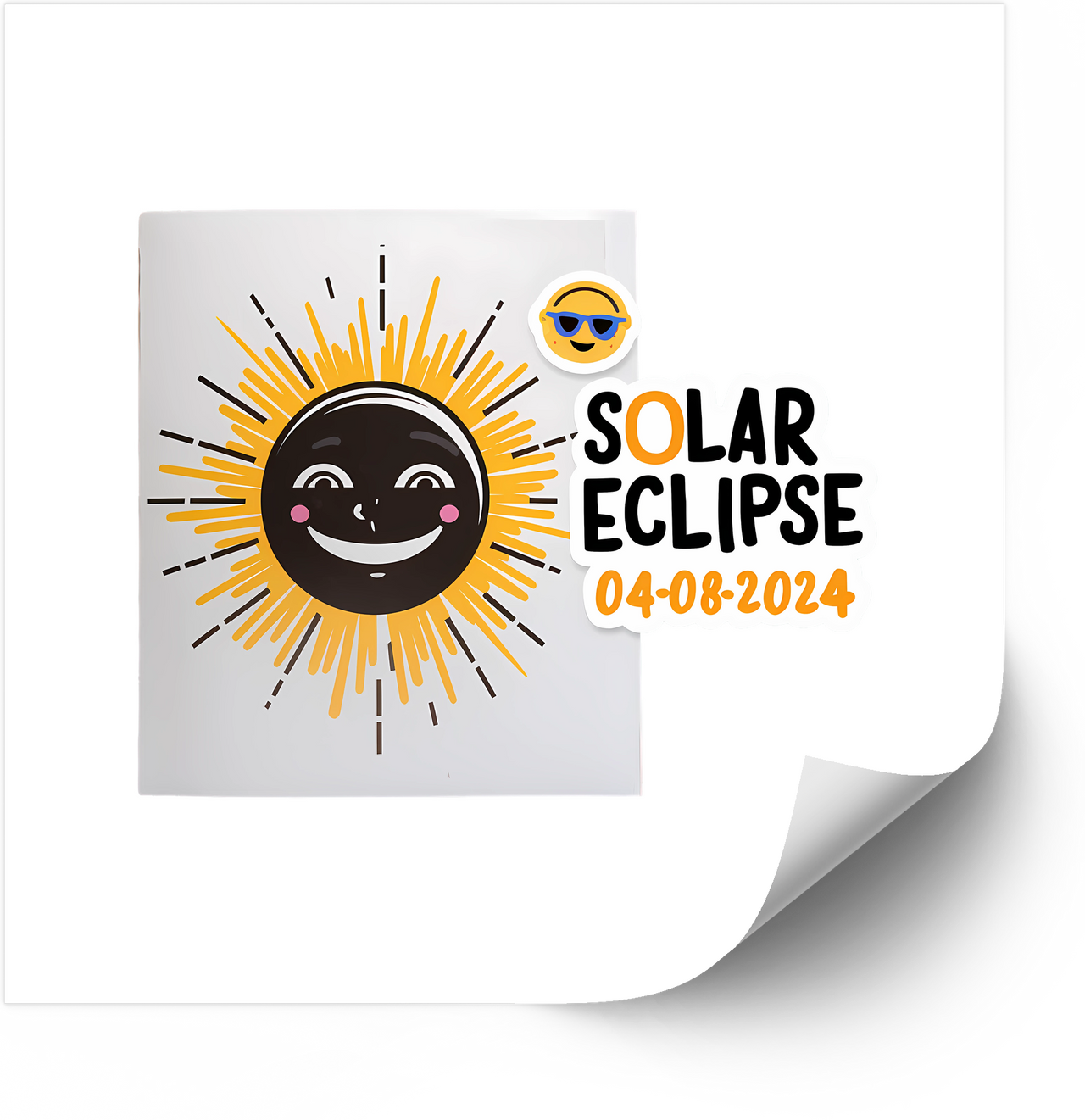 Solar Eclipse April 2024 Sticker | Cute Kawaii Sun Moon Vinyl Decal