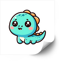 Thumbnail for Cute Baby Dinosaur Kawaii T-Rex Sticker | Adorable Teal Green Dino Vinyl Decal