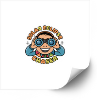 Thumbnail for Solar Eclipse Chaser Binoculars Kid Sticker | Fun Retro Space Astronomy Vinyl Decal