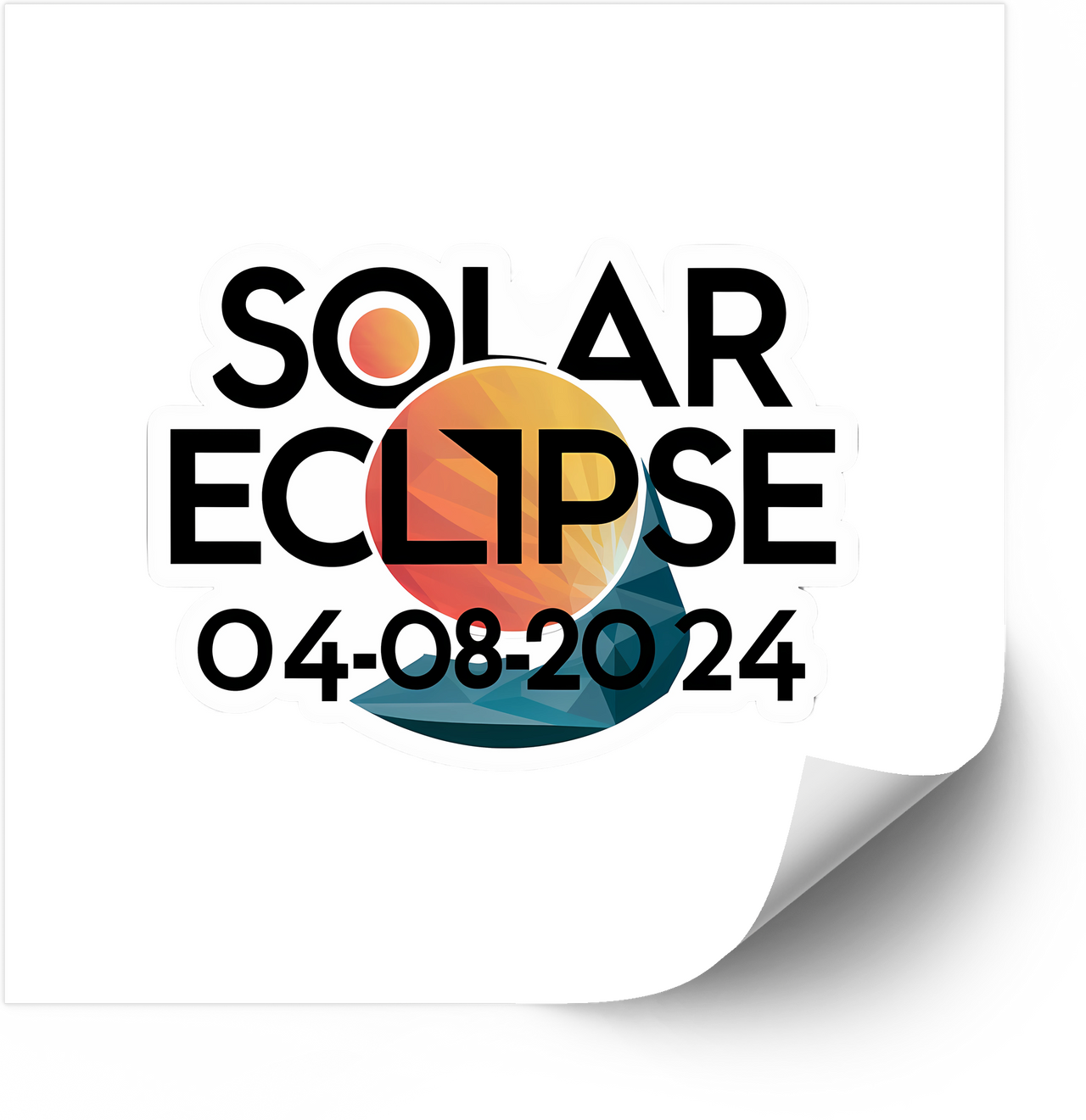 Solar Eclipse April 8 2024 Bold Text Sticker | Minimalist Astronomy Commemorative Vinyl Decal