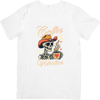 Thumbnail for Coffee Is My Valentine Cowboy Skeleton T-Shirt | Funny Retro Valentine's Day Graphic Tee | Coffee Lover Gift