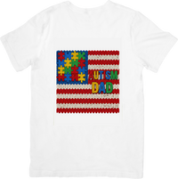 Thumbnail for Autism Dad American Flag Colorful Puzzle Knit T-Shirt | Patriotic Awareness Graphic Tee | Autism Dad Gift