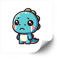 Thumbnail for Sad Crying Baby Dinosaur Kawaii Sticker | Cute Emotional Blue Dino Vinyl Decal