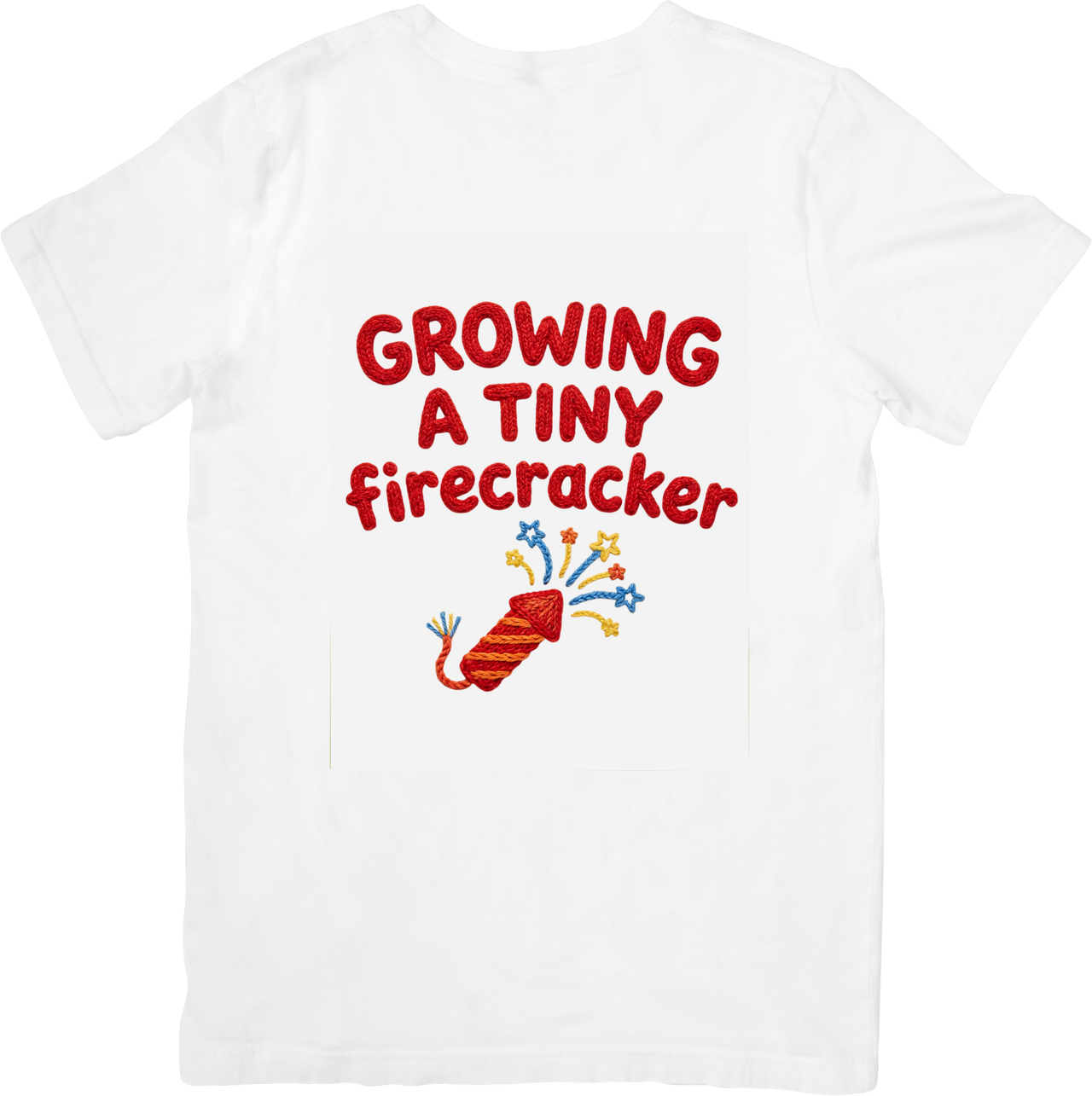Growing A Tiny Firecracker T-Shirt | Patriotic 4th Of July Pregnancy Announcement Graphic Tee | Maternity Gift