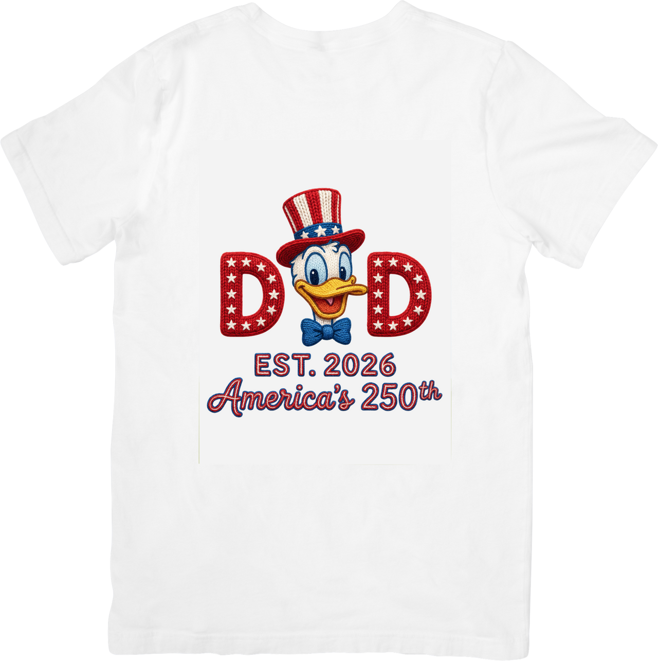 Dad Est 2026 Americas 250th Duck Uncle Sam T-Shirt | Patriotic 4th Of July New Dad Graphic Tee | Father's Day Gift