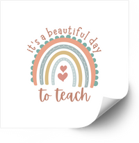 Thumbnail for It Is A Beautiful Day To Teach Rainbow Sticker | Boho Pastel Teacher Appreciation Vinyl Decal