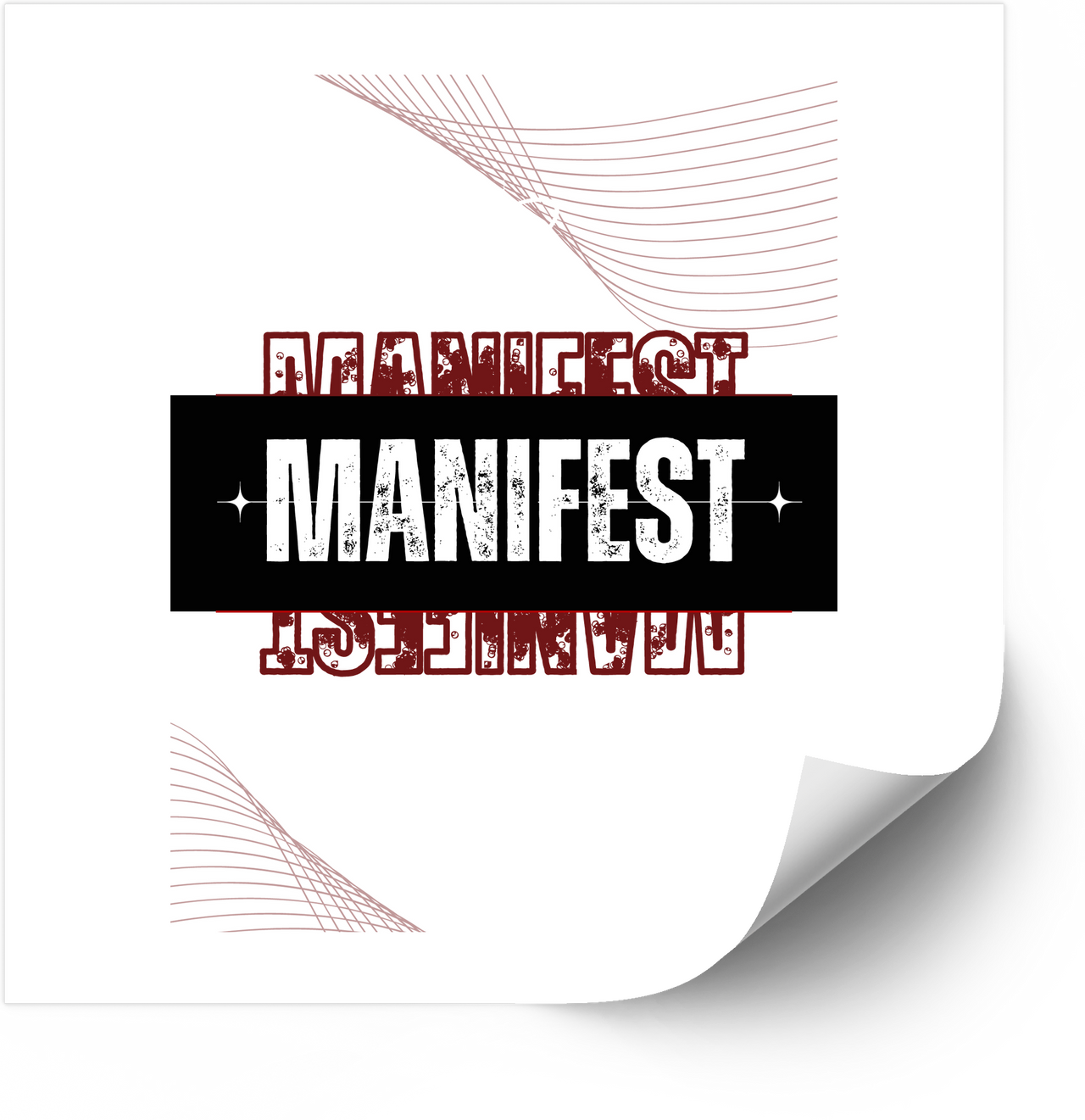Manifest Bold Typographic Sticker | Motivational Retro Red Black Quote Vinyl Decal