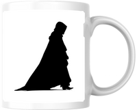 Thumbnail for Caped Figure Silhouette Mug | Minimalist Black Cloak Coffee Mug | Mysterious Gothic Gift