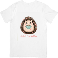 Thumbnail for Ok But First Coffee Hedgehog T-Shirt | Cute Floral Kawaii Animal Graphic Tee | Coffee Lover Gift