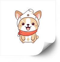 Thumbnail for Cute Corgi In Santa Hat Winter Scarf Sticker | Kawaii Christmas Holiday Dog Vinyl Decal