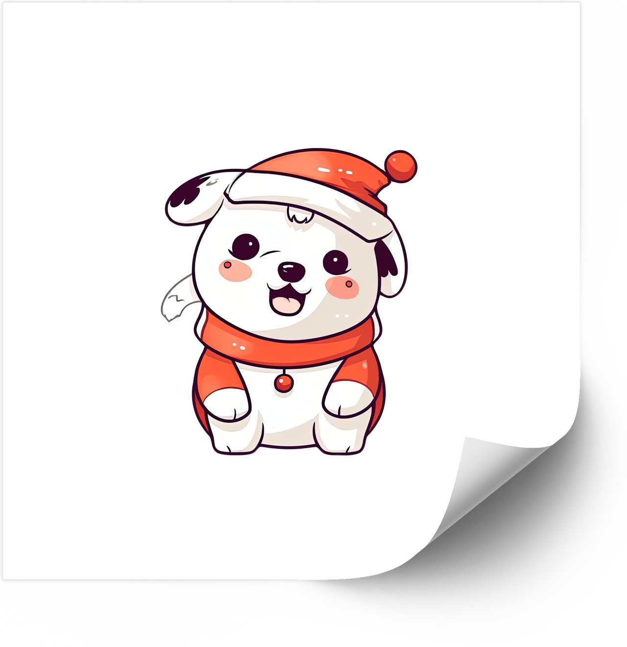 Cute Christmas Dalmatian Puppy Sticker | Kawaii Santa Outfit Holiday Dog Vinyl Decal