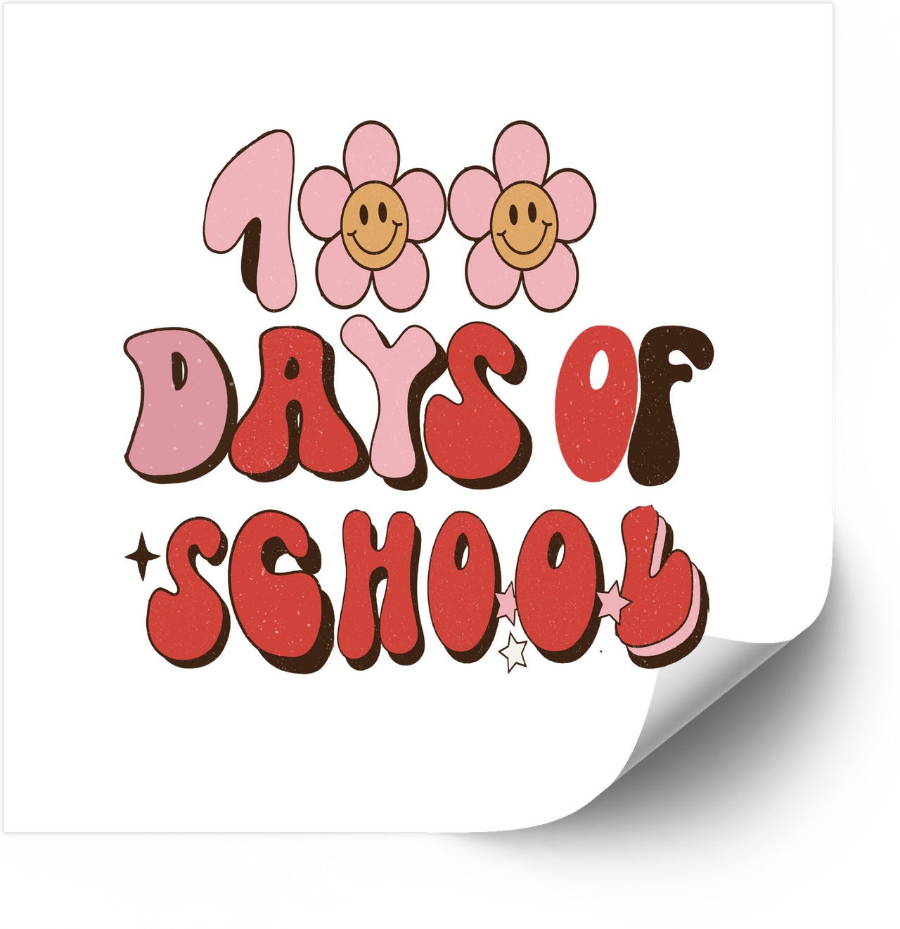 100 Days Of School Retro Daisy Groovy Sticker | Cute Floral Student Milestone Vinyl Decal