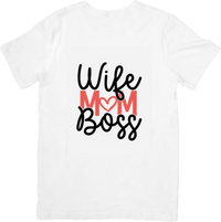 Thumbnail for Wife Mom Boss Heart Typography T-Shirt | Bold Empowering Script Graphic Tee | Mother's Day Gift