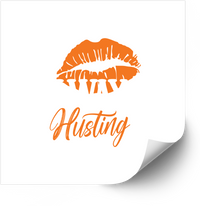 Thumbnail for Hustling Orange Lips Kiss Mark Sticker | Bold Motivational Script Beauty Vinyl Decal